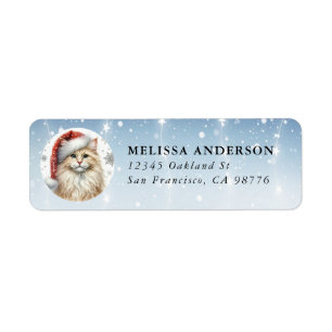 Christmas Turkish Angora Cat Return Labels