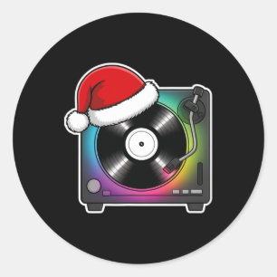 Christmas Turntable Festive Holiday Xmas Classic Round Sticker