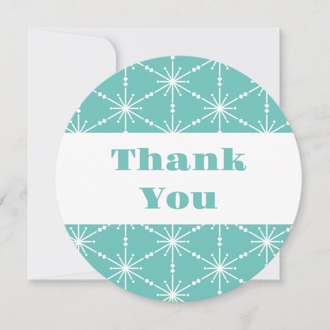 Christmas Turquoise White Snowflake Pattern Modern Thank You Card (Front)