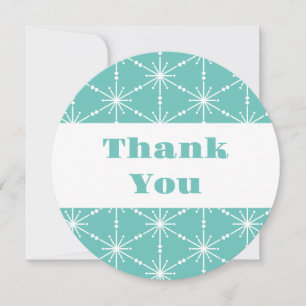 Christmas Turquoise White Snowflake Pattern Modern Thank You Card