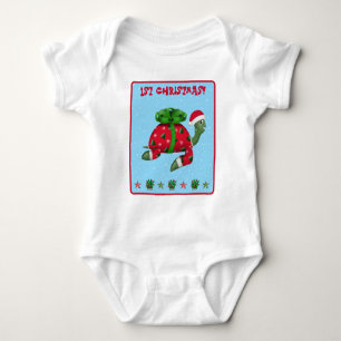 Christmas Turtle 1st Christmas Baby Bodysuit