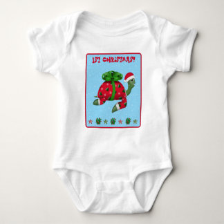 Christmas Turtle 1st Christmas Baby Bodysuit