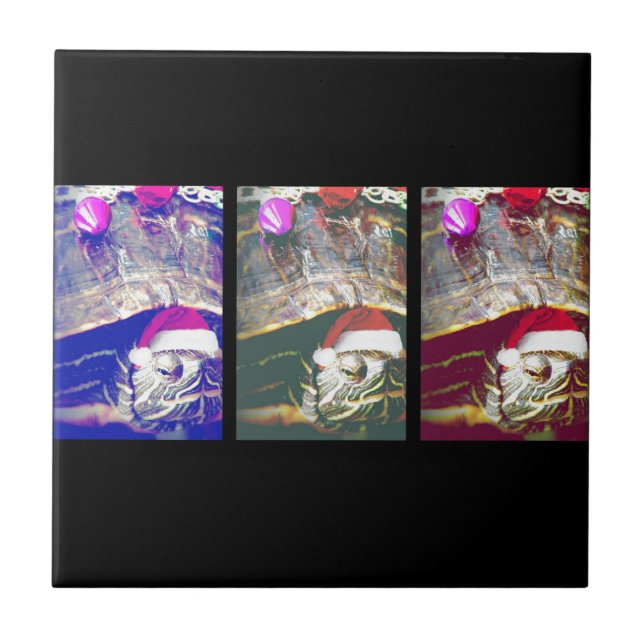 Christmas Turtle Ceramic Tile (Front)