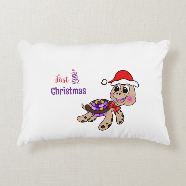 Christmas turtle decorative cushion (Front)