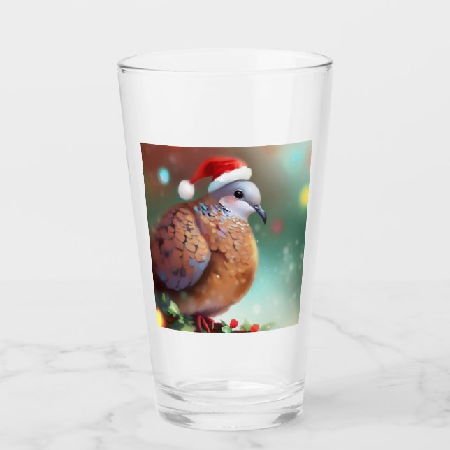 Christmas Turtle Dove 1 Glass (Front)