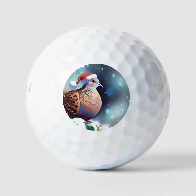 Christmas Turtle Dove (2) Golf Balls (Front)
