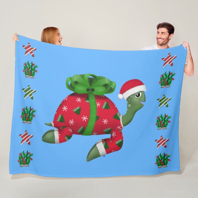 Christmas Turtle Fleece Blanket (In Situ)