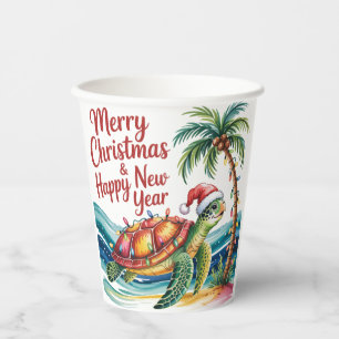 Christmas Turtle in Paradise  Paper Cups