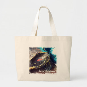Christmas Turtle Large Tote Bag