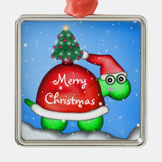 Christmas Turtle Metal Tree Decoration (Front)