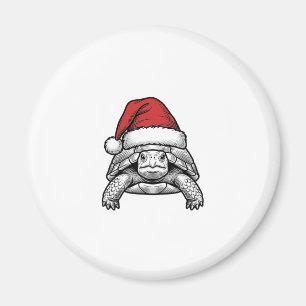 Christmas Turtle Santa Hat Vintage Engraving Desig Magnet