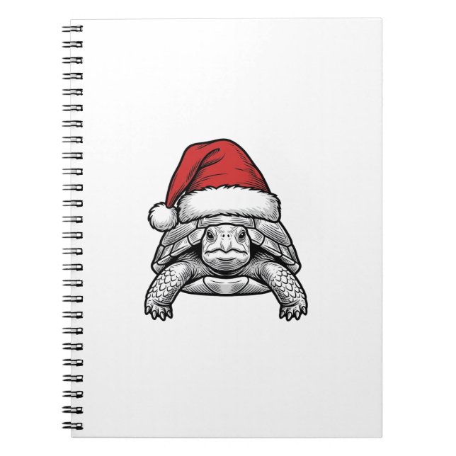 Christmas Turtle Santa Hat Vintage Engraving Desig Notebook (Front)