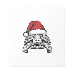 Christmas Turtle Santa Hat Vintage Engraving Desig Notepad