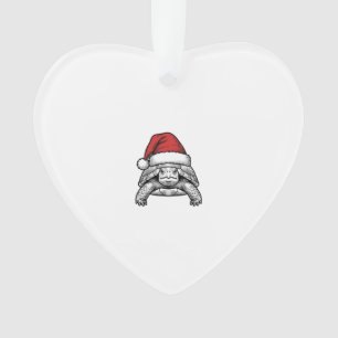 Christmas Turtle Santa Hat Vintage Engraving Desig Ornament