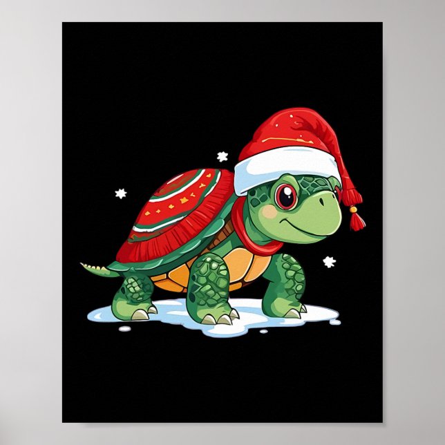 Christmas Turtle Santa Sea Turtle Beach Lover Ocea Poster (Front)