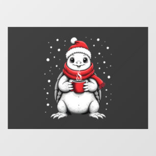 Christmas Turtle with Santa Hat Coffee Lover Funny