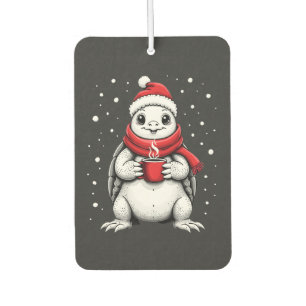 Christmas Turtle with Santa Hat Coffee Lover Funny Car Air Freshener