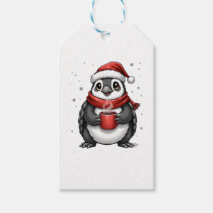 Christmas Turtle with Santa Hat Coffee Lover Funny Gift Tags