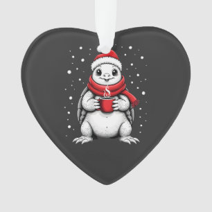 Christmas Turtle with Santa Hat Coffee Lover Funny Ornament