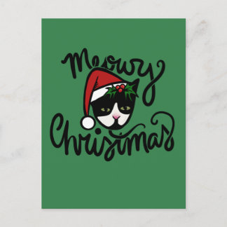 Christmas Tuxedo Cat Postcard