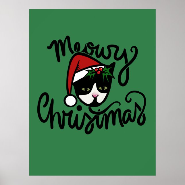 Christmas Tuxedo Cat Poster (Front)
