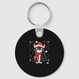 Christmas Tuxedo Cat Santa Scarf Ugly Xmas Women G Key Ring