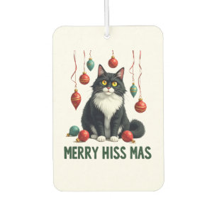Christmas Tuxedo Cat with Holiday Decorations Merr Car Air Freshener