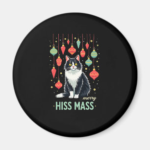 Christmas Tuxedo Cat with Holiday Decorations Merr Magnet