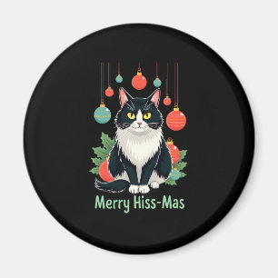 Christmas Tuxedo Cat with Holiday Decorations Merr Magnet