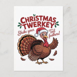 Christmas Twerkey shake your tail feather Invitation Postcard
