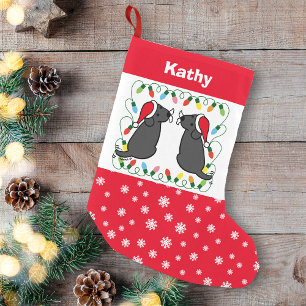 Christmas Twin Santa Black Labradors Stocking