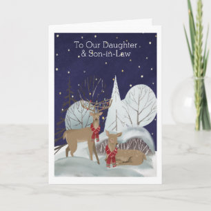 Christmas Two Deer Snow Scene Personalised Card