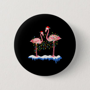 Christmas Two Pink Flamingo Summer Xmas Christmas 6 Cm Round Badge