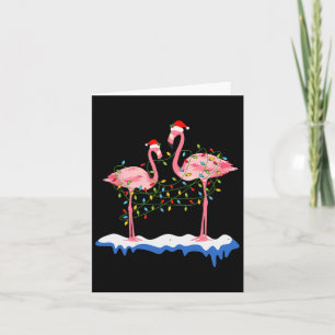 Christmas Two Pink Flamingo Summer Xmas Christmas Card
