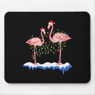 Christmas Two Pink Flamingo Summer Xmas Christmas  Mouse Pad