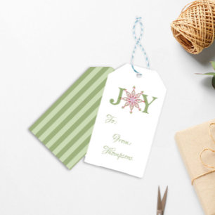 Christmas Typography Joy Snowflake Holiday To From Gift Tags