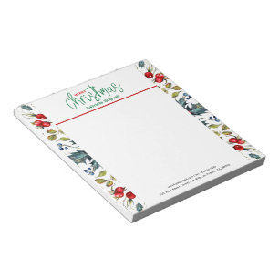 Christmas typography, red berries with green holly notepad