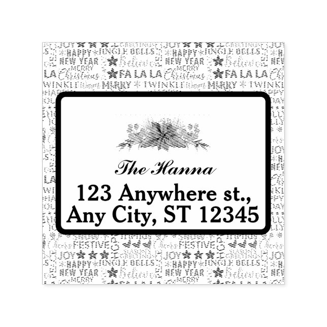 Christmas Typography Red & Green Seamless Pattern Self-inking Stamp (Design)