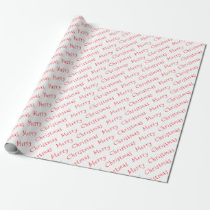 Christmas Typography Red on White Wrapping Paper