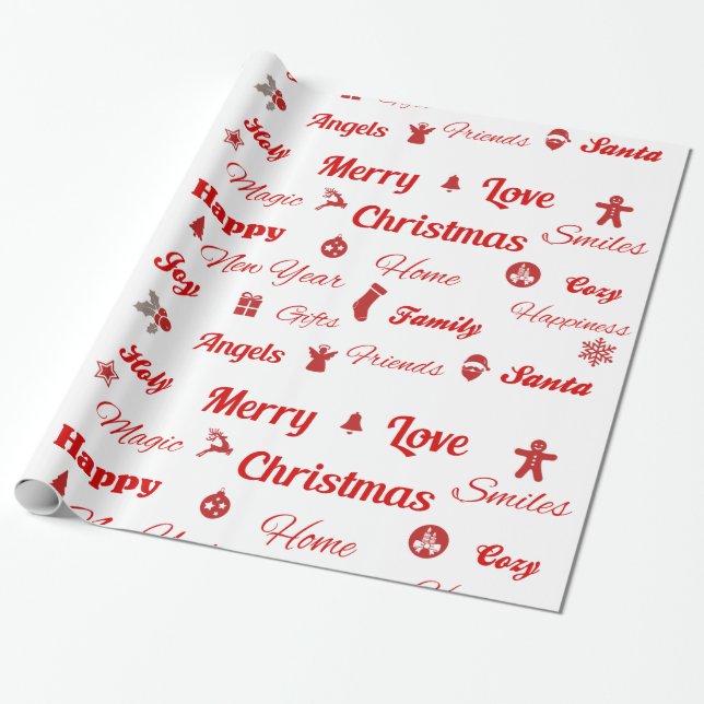 Christmas Typography Wrapping Paper (Unrolled)