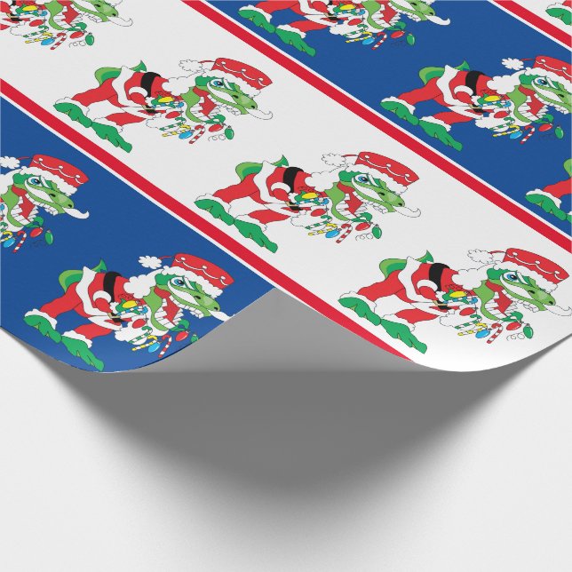 Christmas TySantaSaurus Rex Wrapping Paper (Corner)