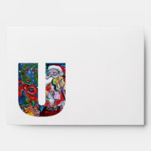 CHRISTMAS U LETTER /SANTA  CLAUS WITH VIOLIN ENVELOPE