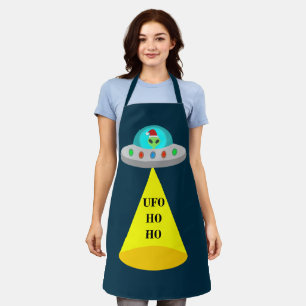 Christmas UFO Ho Ho Alien flying saucer Apron