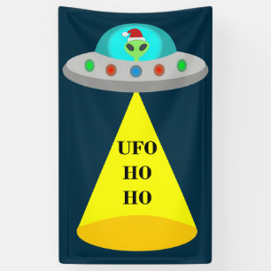 Christmas UFO Ho Ho Alien flying saucer Banner
