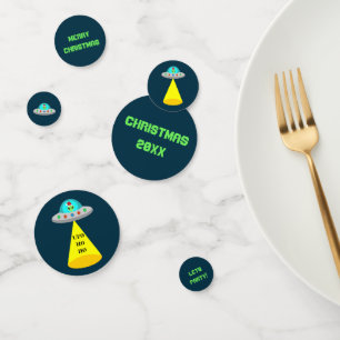 Christmas UFO Ho Ho Alien flying saucer Custom Confetti