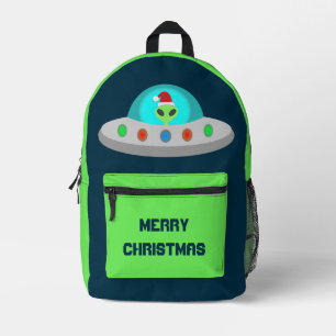 Christmas UFO Ho Ho Alien flying saucer Custom Printed Backpack