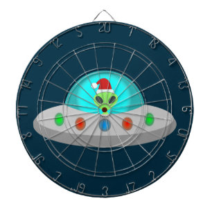 Christmas UFO Ho Ho Alien flying saucer Dartboard