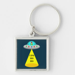 Christmas UFO Ho Ho Alien flying saucer Key Ring