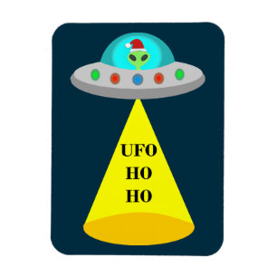 Christmas UFO Ho Ho Alien flying saucer Magnet