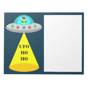 Christmas UFO Ho Ho Alien flying saucer Notepad
